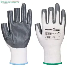 Portwest Grip 13 ujjatlan nitril kesztyű (12 pár) - Fehér/Szürke védőkesztyű