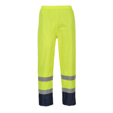 Portwest H444 Hi-Vis Classic Contrast Esőnadrág (sárga/navy, M) láthatósági ruházat