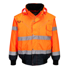 Portwest Hi-Vis 3 az 1-ben kontrasztos bomber dzseki Orange/Navy M