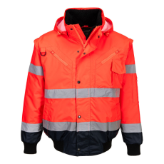 Portwest Hi-Vis 3 az 1-ben kontrasztos bomber dzseki Red/Navy L
