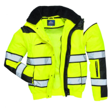 Portwest Hi-Vis Classic Bomber dzseki (sárga/fekete, XL) láthatósági ruházat