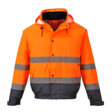 Portwest Hi-Vis kéttónusú bomber kabát (narancs/tengerészkék2, 3XL)