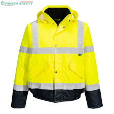 Portwest Hi-Vis kéttónusú bomber kabát - Sárga/Navy láthatósági ruházat