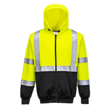 Portwest Hi-Vis kéttónusú kapucnis pulóver (sárga/fekete, XL) láthatósági ruházat