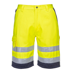 Portwest Hi-Vis könnyű poli-pamut rövidnadrág Yellow/Navy M