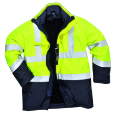 Portwest Hi-Vis Multi Protection antisztatikus és lángálló kabát (sárga/tengerészkék, L)