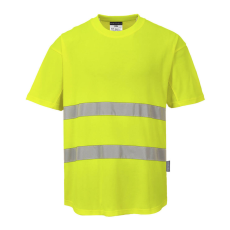 Portwest Hi-Vis pamut póló pamut hálós betétes póló S/S sárga L