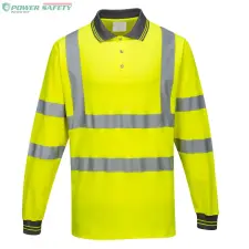 Portwest Hosszú ujjú Cotton Comfort pólóing - Sárga láthatósági ruházat