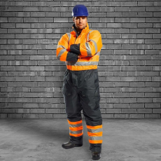 Portwest Jól látható kontrasztos overál - narancssárga és sötétkék béléssel, 5XL