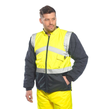 Portwest megfordítható Hi-Vis 2-tónusú kabát - S769 XL sárga láthatósági ruházat