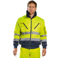 Portwest PJ50 Jól láthatósági pilóta kabát (Sárga/Navy, L) láthatósági ruházat