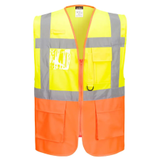 Portwest Prága executive mellény Yellow/Orange 5XL láthatósági ruházat