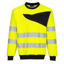 Portwest PW277 Hi-Vis Kereknyakú pulóver (sárga/fekete, S) láthatósági ruházat