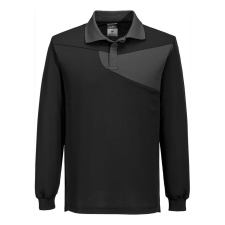 Portwest PW2 pamut póló póló L/S Black/Zoom Grey S munkaruha