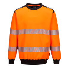 Portwest PW379 PW3 Hi-Vis Crew Neck pulóver (narancs/fekete, M)