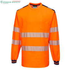 Portwest PW3 Hi-Vis hosszú ujjú póló - Narancs/Navy