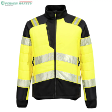 Portwest PW3 Hi-Vis Hybrid Baffle kabát - Sárga/Fekete láthatósági ruházat