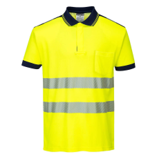 Portwest PW3 Hi-Vis pólóing S/S (sárga/tengerészkék, M)