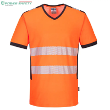 Portwest PW3 Hi-Vis V-nyakú póló - Narancs/Fekete láthatósági ruházat