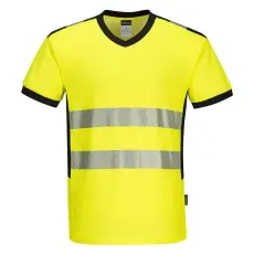 Portwest PW3 Hi-Vis V-nyakú póló Yellow/Black L