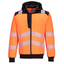 Portwest PW3 Hi-Vis zippzáras kapucnis pulóver  (narancs/fekete, L) láthatósági ruházat