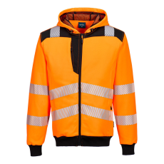 Portwest PW3 Hi-Vis zippzáras kapucnis pulóver Orange/Black XXXL