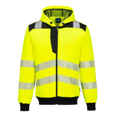 Portwest PW3 Hi-Vis zippzáras kapucnis pulóver Yellow/Black M láthatósági ruházat