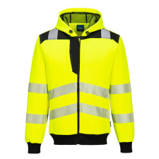 Portwest PW3 Hi-Vis zippzáras kapucnis pulóver Yellow/Black XXXL láthatósági ruházat