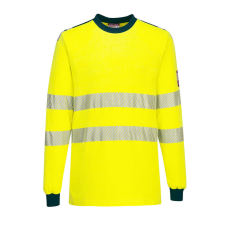 Portwest PW3 Modaflame Knit Hi-Vis FR hosszú ujjú póló Yellow/Navy XXXL