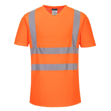 Portwest S179 V-nyakú hálós betétekkel ellátott póló (narancs, XXXL) láthatósági ruházat