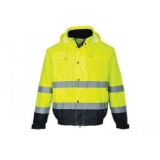 Portwest S266 - Hi-Vis kéttónusú bomber kabát - sárga / tengerészkék láthatósági ruházat