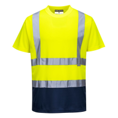 Portwest S378 Hi-Vis kéttónusú póló sárga-tengerészkék