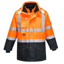 Portwest -S426 7 az 1-ben HiVis Contrast közlekedési védőkabát XXXL narancs láthatósági ruházat