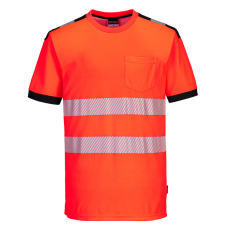 Portwest T181 Portwest PW3 Vision Jól láthatósági póló (piros/fekete, XXL)