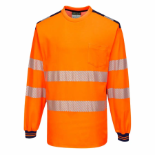 Portwest T185 PW3 Hi-Vis hosszú ujjú póló narancs/navy színben munkaruha