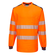Portwest T185 PW3 Jól láthatósági hosszú ujjú póló narancs-sötétkék láthatósági ruházat