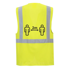 Portwest Távolságtartásra figyelmeztető vezetői mellény 2 m (sárga*, XXXXL)