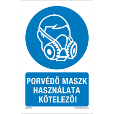 Porvédő maszk használata kötelező Öntapadós matrica 160x100 mm információs címke