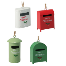  Postaláda fém akasztós Merry Christmas felirattal 6-8cm dekorációs kellék