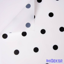 Pöttyös fólia tekercs 58cm x 10m - Fehér / Fekete mintás csomagolópapír