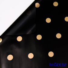 Pöttyös fólia tekercs 58cm x 10m - Fekete / Arany mintás csomagolópapír