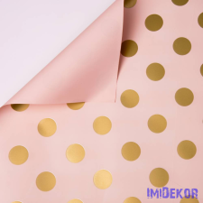 Pöttyös fólia tekercs 58cm x 10m - Púder Rózsaszín / Arany mintás csomagolópapír
