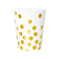 Pöttyös Gold Dots White papír pohár 6 db-os 270 ml party kellék