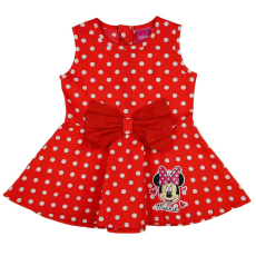  Pöttyös, pörgős kislány nyári ruha fehér masnival, Minnie egérrel