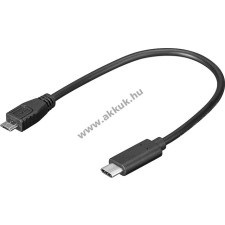 Powery Goobay USB kábel 2.0 (micro USB) B  -> USB-C 3.1 csatlakozó - 20cm kábel és adapter