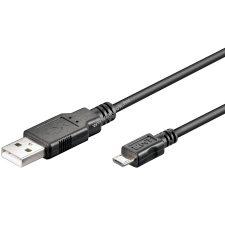 Powery Goobay USB kábel 2.0  micro USB csatlakozóval 30cm fekete (dupla árnyékolású) kábel és adapter