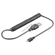 Powery Goobay USB kábel micro USB csatlakozóval 1m (rugalmas, spirálvezeték) kábel és adapter