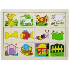 PRC Fa Puzzle felező, párosító játék Állatos B puzzle, kirakós