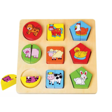 PRC Fa Puzzle felező, párosító játék - Formalap Háziállatos puzzle, kirakós