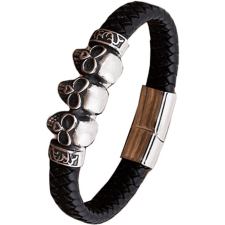 Predator Q1 bőr karkötő - koponyák BXG6093 - 21,5cm (2799) karkötő
